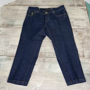 ROCAWEAR Jeans Womens 9 Blue Capri Crop Denim Wash Embroidered Stitch Y2K VTG